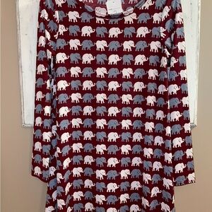 Elephant Print Long Sleeve Dress